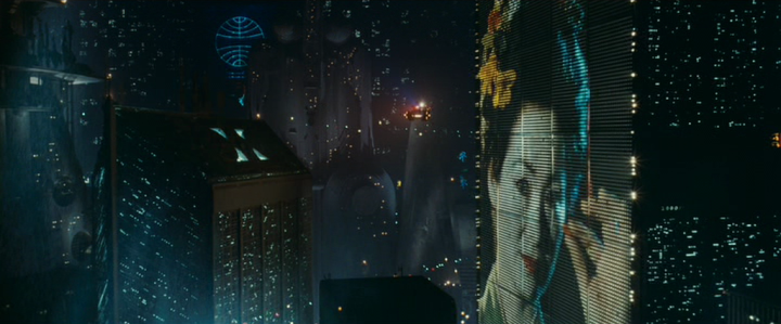 A Chinese woman on a skyscraper billboard in Blade Runner 